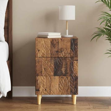 vidaXL Nachtkastje Oud hout 43 x 39,5 x 66,5 cm Bewerkt hout, Minder dan 45 cm, Verzenden, Nieuw, 55 tot 70 cm