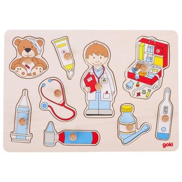Goki houten puzzel dokter - educati van €9,99 voor €8,99, Ophalen of Verzenden, Nieuw