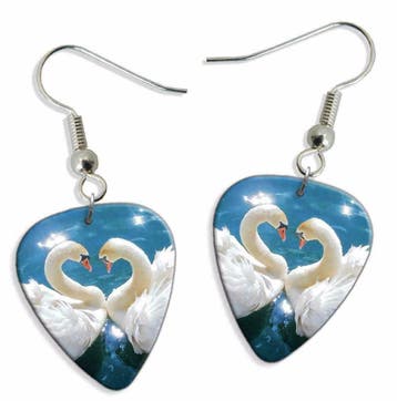 Plectrum ketting, sleutelhanger met afbeelding van 2 zwanen, Ophalen of Verzenden, Nieuw