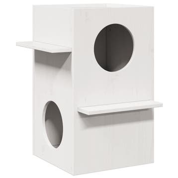 vidaXL Kattenhuis 43x43x60 cm massief grenenhout wit, Verzenden, Nieuw