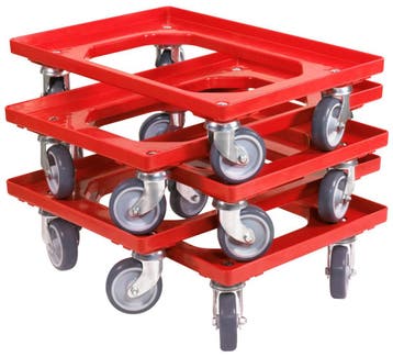 Dolly 60x40x15 rood met 4 rubberen zwenkwielen, nieuw - Set, Ophalen of Verzenden