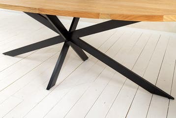 Massieve eettafel GALAXIE 240cm bruin mangohout ovaal zwart, Ophalen of Verzenden, Nieuw