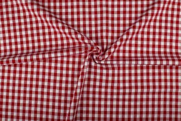 Geruite stof rood wit geruit - 10mm geruit, 120 cm of meer, Ophalen of Verzenden, Katoen, Rood