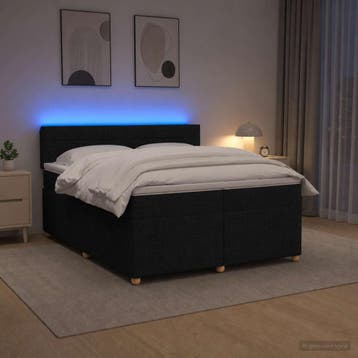 vidaXL Boxspringbed met matras met hoofdeinde Zwart 200 x, Verzenden, Nieuw, Tweepersoons, Zwart