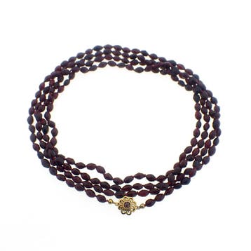 Glaskralen ketting/sautoir met gouden slot, Ophalen of Verzenden, Gebruikt, Goud, Goud