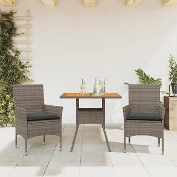 vidaXL 3-delige Tuinset met kussens poly rattan en, Verzenden, Nieuw, 2 zitplaatsen, Tuinset
