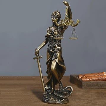 Retro Koperkleurige Vrouwe Justitia Beeldje - Decoratie voor, Verzenden, Nieuw in verpakking