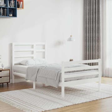 vidaXL Bedframe massief hout wit 90x200 cm, 90 cm, Eenpersoons, Verzenden, Wit