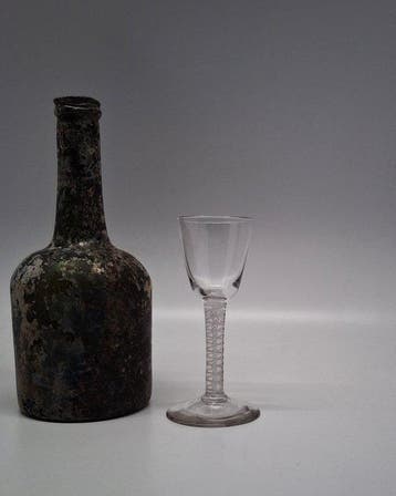 Wijnglas - Engels Opaque Twist Wijnglas c1760 - Loodglas -