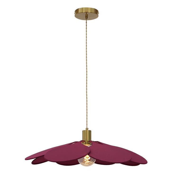Landelijke hanglamp bordeauxrood, Nena, Huis en Inrichting, Lampen | Hanglampen, Nieuw, Stof, 75 cm of meer, Ophalen of Verzenden