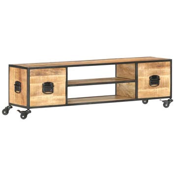 vidaXL Tv-meubel 130x30x39 cm massief mangohout, 100 tot 150 cm, Verzenden, Nieuw, Minder dan 100 cm