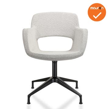 Bouclé - Vergaderstoel - Onderstel met doppen - Wit, Vergader- of Presentatieruimte, Ophalen of Verzenden, Gebruikt, Stoel