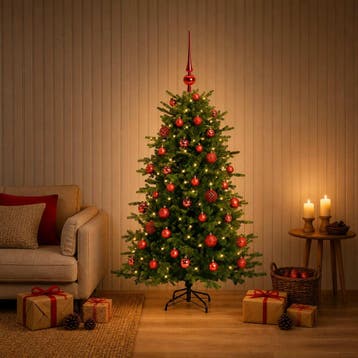 vidaXL Kunstkerstboom met kerstbal 120 cm 150 LEDs Warmwit, Diversen, Verzenden, Nieuw