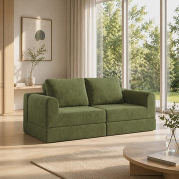 Groene 2-zits Slaapbank met Traagschuim | Flanel | 160x80 cm, Verzenden, Nieuw