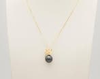Ketting met hanger - 18 karaat Geel goud Parel - Diamant, Sieraden, Tassen en Uiterlijk, Antieke sieraden