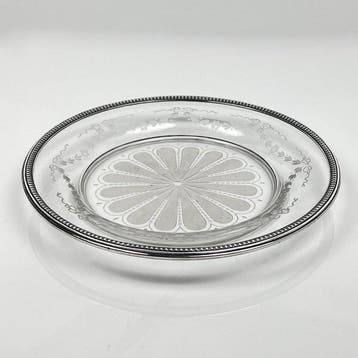 R D - Bord - Handcrafted crystal 24,5cm - .950 zilver -, Antiek en Kunst