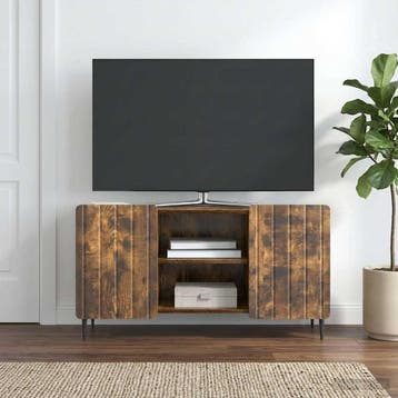 vidaXL TV-kast 102 x 34,5 x 52 cm Gerookt eiken Bewerkt hout, Minder dan 50 cm, Verzenden, Nieuw, Minder dan 100 cm