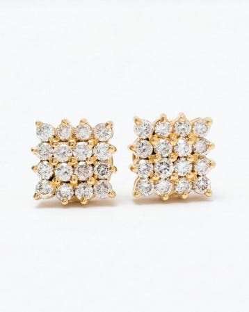 Oorstekers - 14 karaat Geel goud - 1.28ct. tw. Diamant