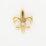 Broche - 18 karaat Geel goud - Fleur de Lis / Diamant