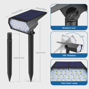 Waterdichte Solar LED Spotlight met Grondspies - Tuinverlich, Huis en Inrichting, Verzenden, Nieuw