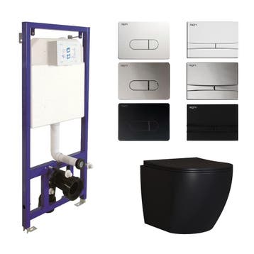 Toiletset Budget 65 Mudo Mat zwart Met B&W Drukplaat, Ophalen of Verzenden, Nieuw, Chroom, Overige typen