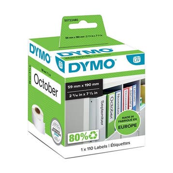 Dymo S0722480 / 99019 brede ordneretiketten (origineel), Verzenden, Nieuw, Dymo