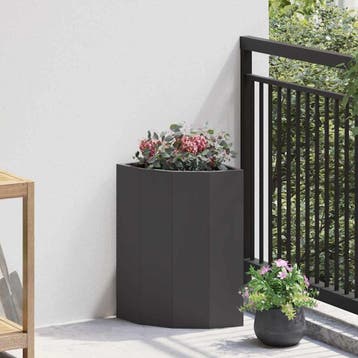 vidaXL Hoek Plantbak Zwart 30 x 30 x 50 cm Staal, Tuin en Terras, Verzenden, Minder dan 60 cm, Nieuw, Metaal