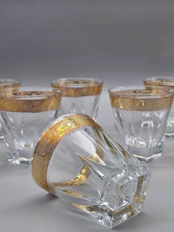 C.R.E. Art Italia - Drinkservies (6) - 24 kt goud - Cognac-