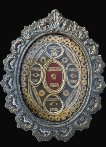 Reliekhouder - Brons, Reliek - Heilige Maagd Maria -