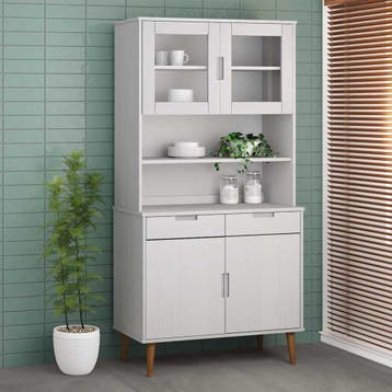 vidaXL Opzetkast MOLDE 90x35x100 cm massief grenenhout wit, Verzenden, 100 tot 150 cm, Nieuw, 50 tot 100 cm