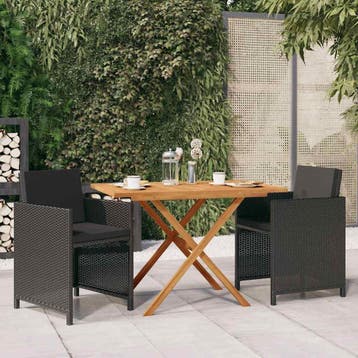 vidaXL 3-delige Tuinset met kussens zwart, Verzenden, Nieuw, Tuinset