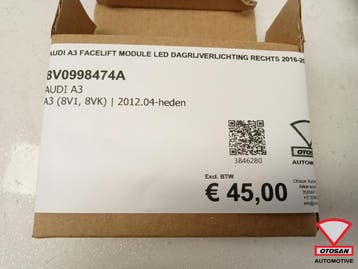 Audi A3 Facelift Module Led Dagrijverlichting Rechts 2016-20, Ophalen