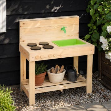 Houten modderkeuken met kraan - buiten speelkeuken - 77 x, Verzenden, Nieuw