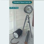 Vloerlamp op driepoot, tripod spotlight, verlichting, spot, Nieuw, Ophalen of Verzenden, Industrieel, vintage, stoer, metaal, authentiek, industrial