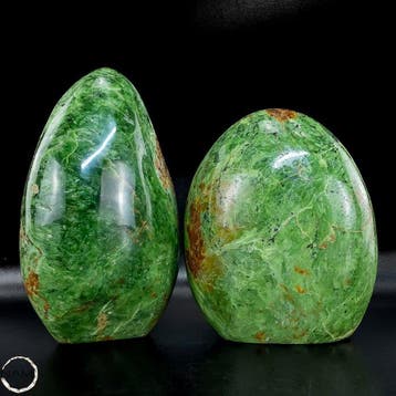 Exclusieve chrysoprase-vrijvormen-set – twee grote