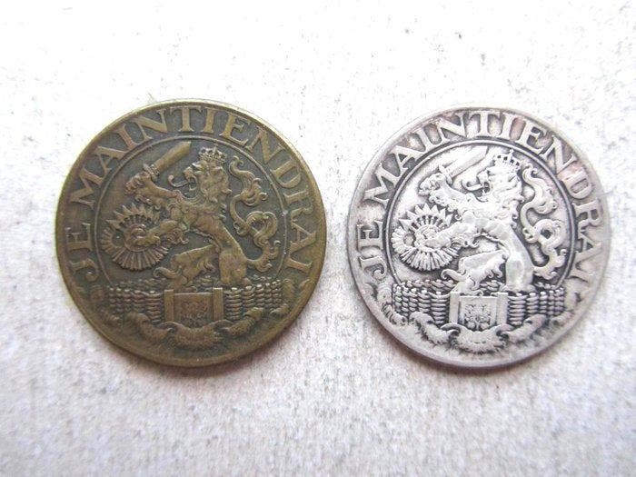 Nederland. Medal Steunpenning 1914 Zilver en Brons door J.C., Postzegels en Munten, Munten | Nederland