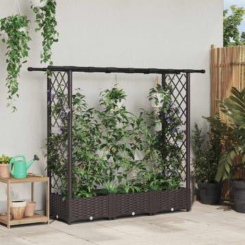 vidaXL Verhoogd Bed met Trellis en Dak Bruin 164 x 40 x 121, Verzenden, Nieuw, Minder dan 60 cm, 60 cm of meer