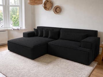 Domburg Loungebank - loungebanken - Zwart, Nieuw, 150 cm of meer, Stof, 250 tot 300 cm