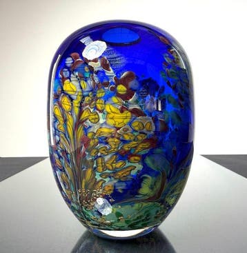 Maxence Parot - Vaas - Unieke vaas met opaalkleuren en goud, Antiek en Kunst, Antiek | Glas en Kristal