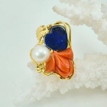 Koraal - Zilver, Verguld - Ring - CORALLO MEDITERRANEO