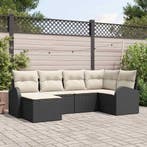 vidaXL Tuinbankenset 6 pcs Zwart poly rattan, Verzenden, Nieuw, Rotan, 6 zitplaatsen