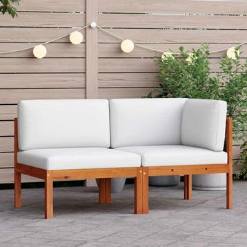 vidaXL 2-delige tuinloungeset met kussens van acaciahout en, Verzenden, Nieuw, Hardhout, Loungeset