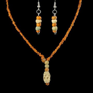 Oud-Romeins Ketting en oorbellen met Romeins glas en, Sieraden, Tassen en Uiterlijk, Antieke sieraden