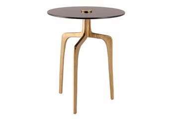Ronde bijzettafel ABSTRACT 60cm messing goud metalen poten, Ophalen of Verzenden, Nieuw