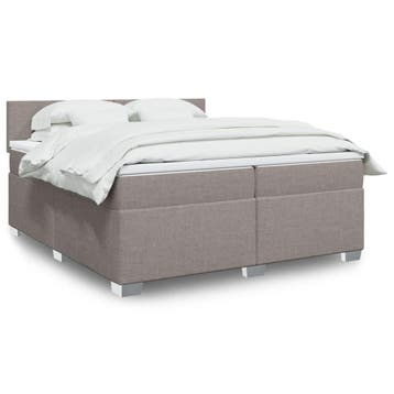 vidaXL Boxspring met matras stof taupe 200x200 cm, Verzenden, Overige maten, 200 cm, Stof