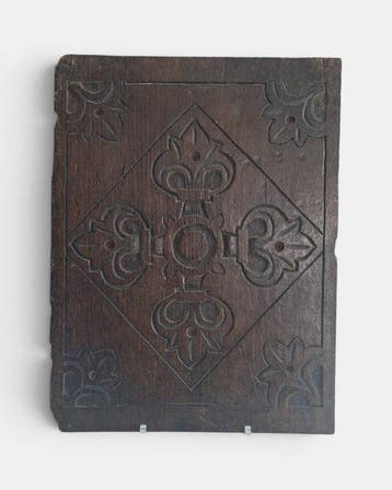 Snijwerk, Fleur-de-lis motieven - 36 cm - Eik
