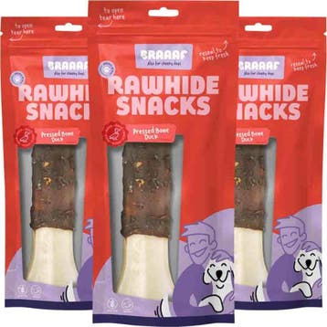 3x Braaaf Geperst Bot Hondensnack Eend 20 cm 175 gr, Verzenden, Hond