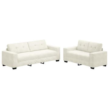 vidaXL 2-delige bankset met kussens crèmekleurig fluweel, Huis en Inrichting, Verzenden, Nieuw, Stof, 200 tot 250 cm