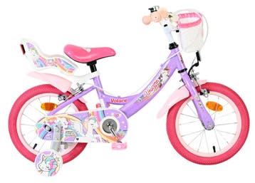 Volare Unicorn Kinderfiets - Meisjes - 14 inch - Paars -, Verzenden, Nieuw, 14 inch of minder