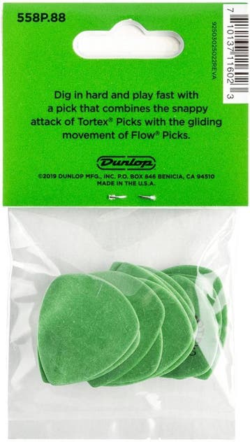 Jim Dunlop 558P088 Tortex Flow plectrum 0.88 mm 12-pack, Muziek en Instrumenten, Instrumenten | Toebehoren, Ophalen of Verzenden